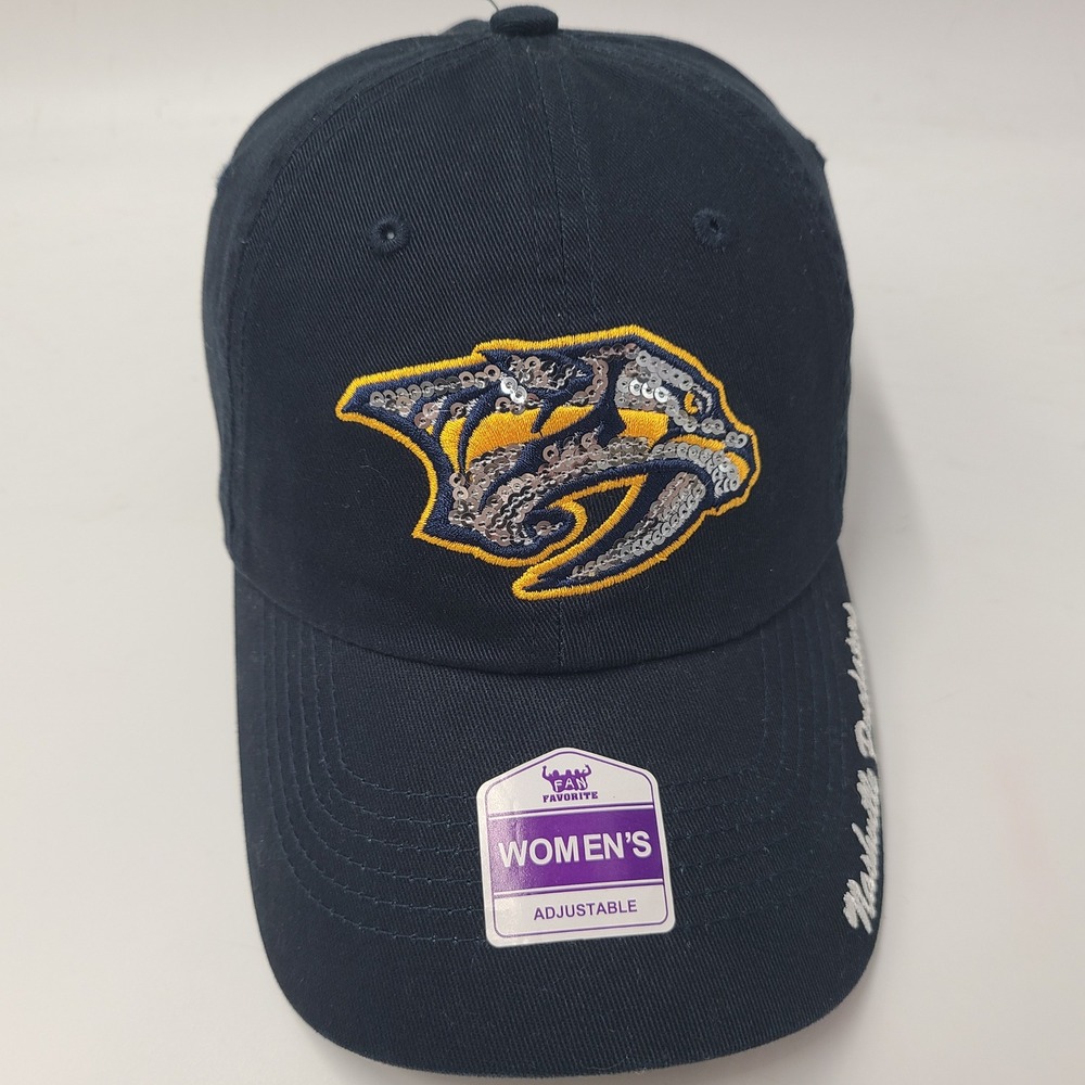 Women Nashville Predators Hat Strapback Fan Favorite Blue NHL Sequins Logo